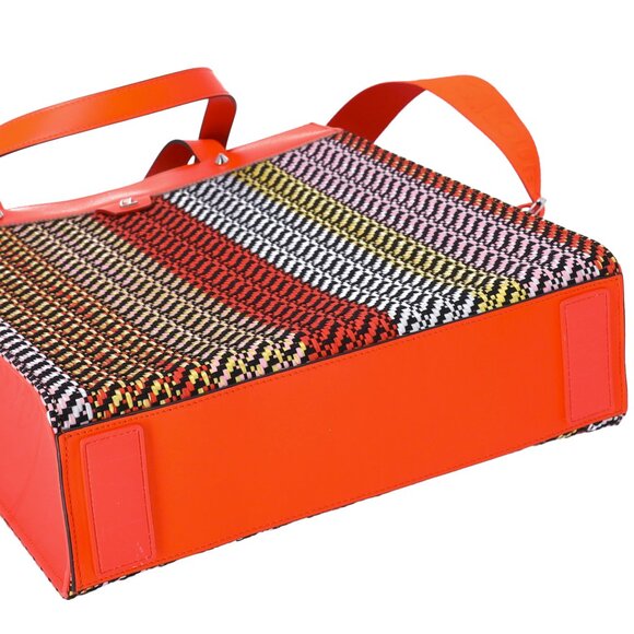 Christian Louboutin Louis Tote 1225327 Red Navy Multi Straw Leather Rubber - Picture 5 of 6